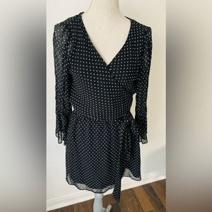 Mini black chiffon wrap around dress